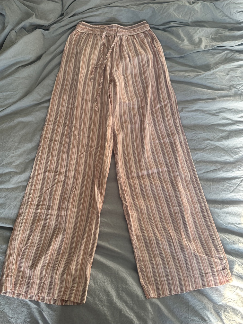 Women’s Striped Relaxed Drawstring Pants - Beige/Pink